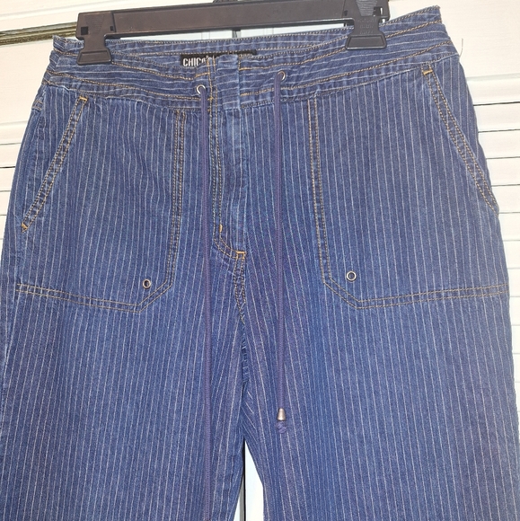 Chico's vintage pinstripe cotton crop capri Jean's sz 1 8 *A1 - Picture 5 of 7